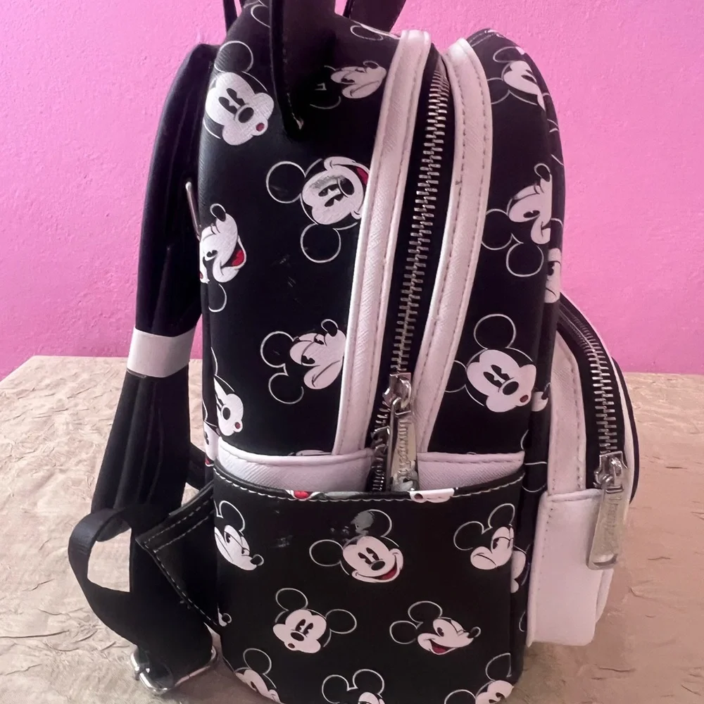 Disney Parks Mickey Mouse mini backpack classic black and white allover Mickey